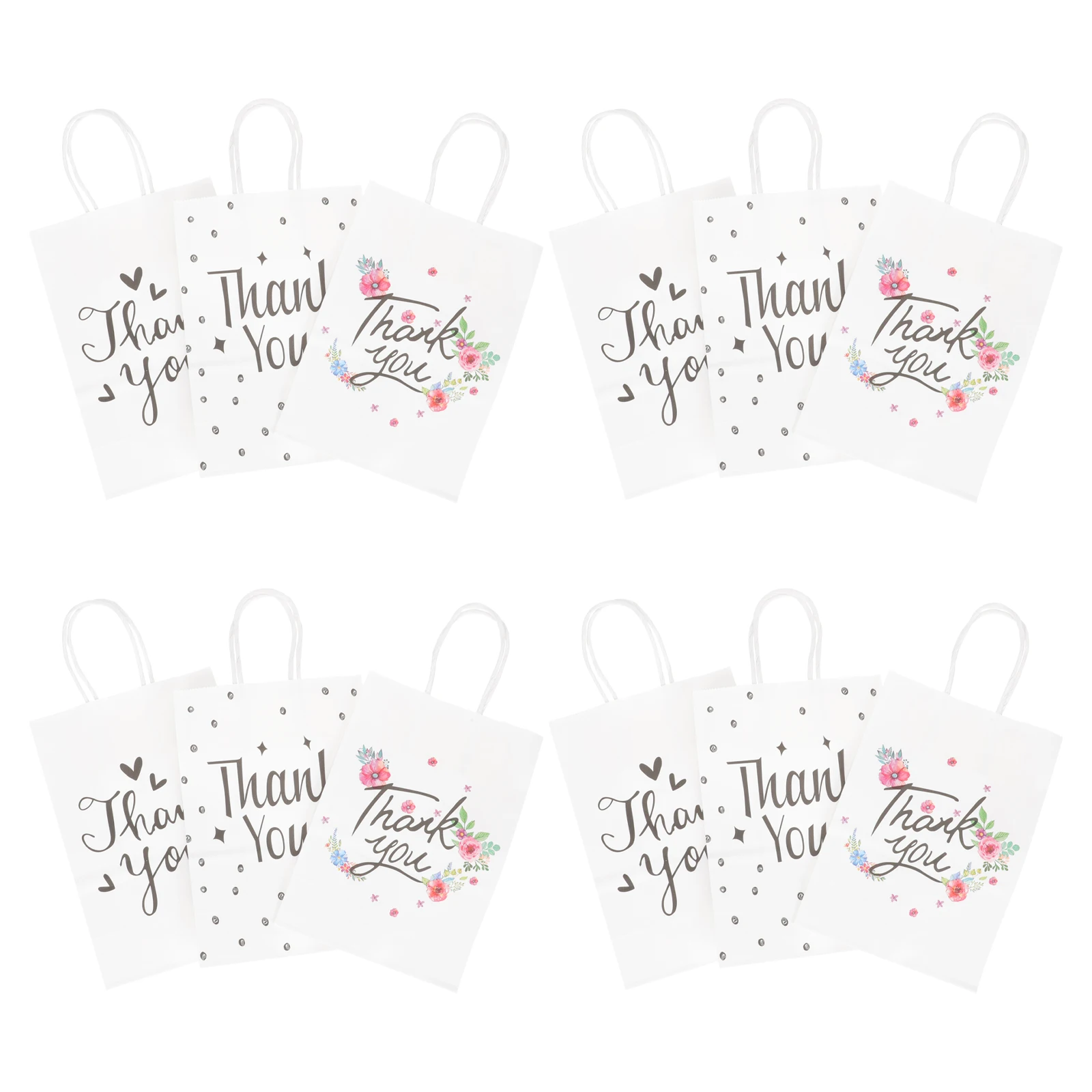 

12 Pcs Mini Paper Thank You Bags H for Party Favor Baby Shower Gift Bags Lightweight Practical Elegant Pretty