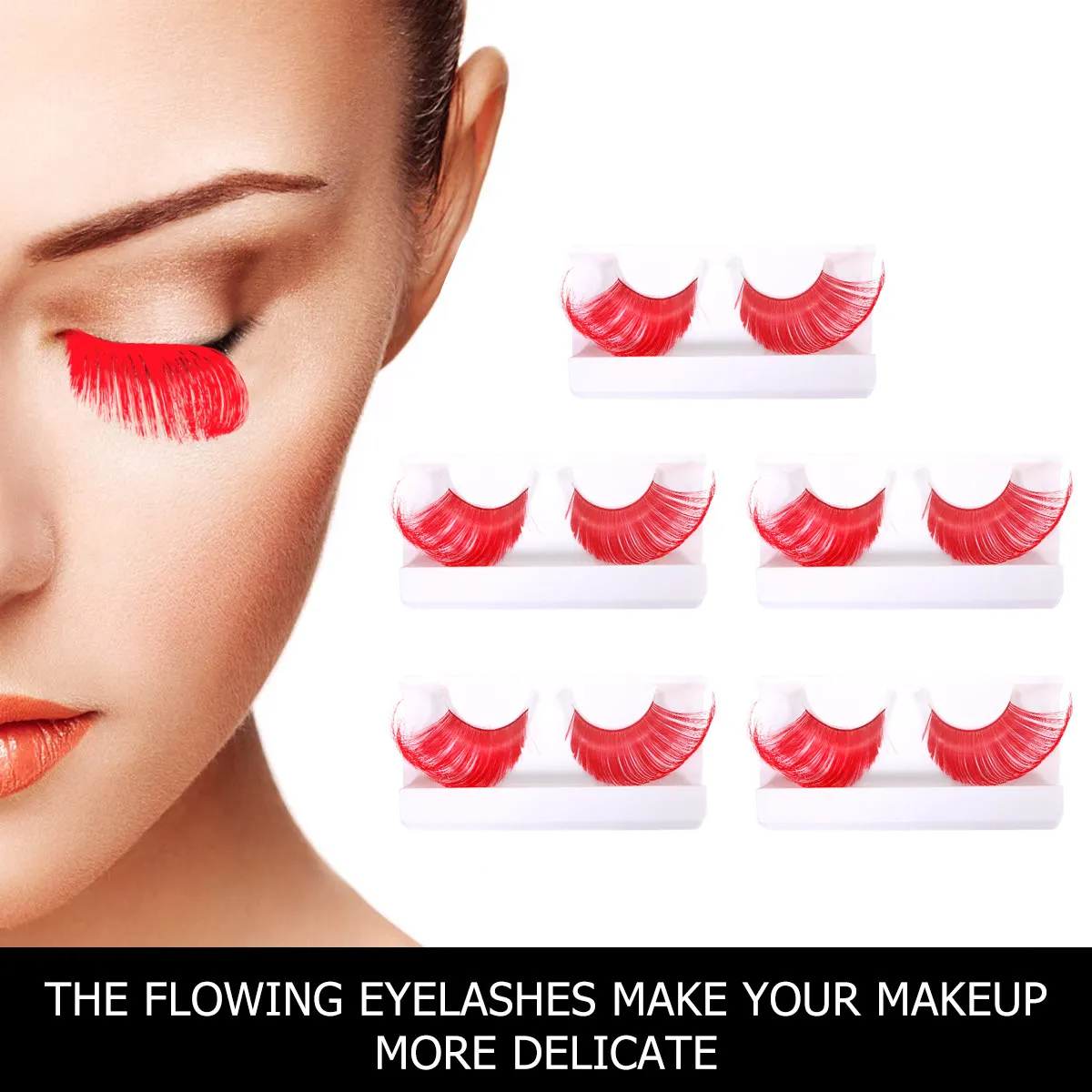 False Eyelashes 5 Pairs Long Thick Reusable Lashes Easy to Apply and Remove with Storage Case