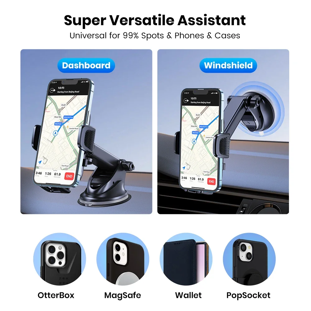 TOPK Car Phone Holder Adjustable Dashboard & Windshield Mount | Ultra Stable, Universal for All Smartphones