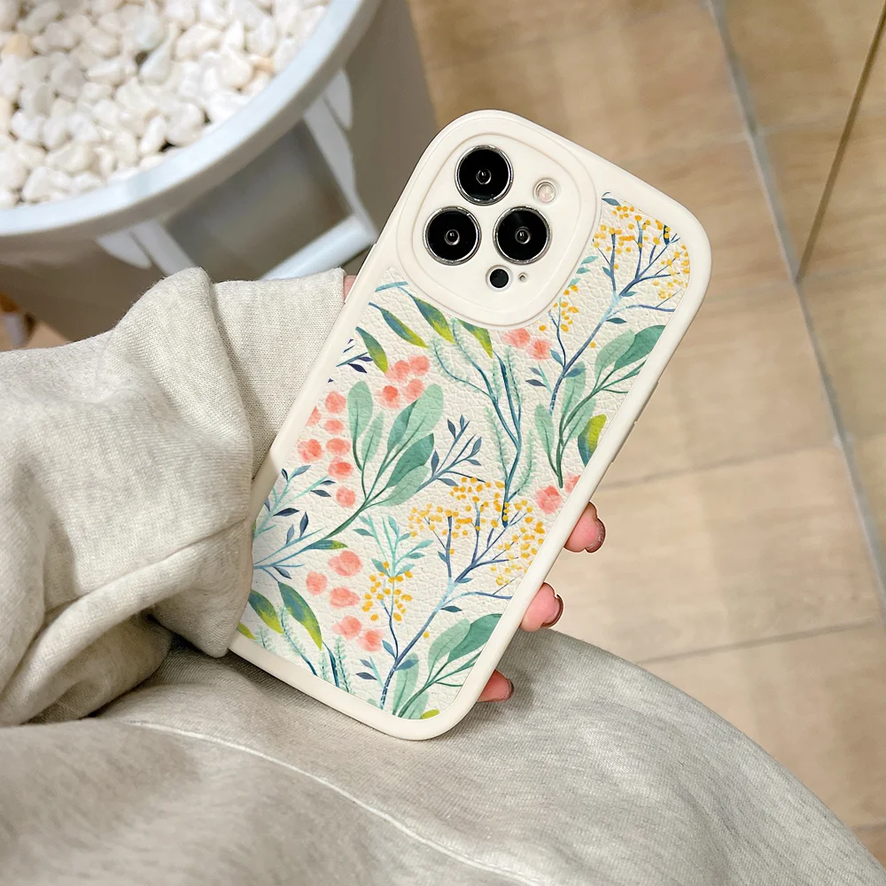 Botanical Garden Phone Case For IPhone 11 12 13 14 15 Plus Pro Max PU Leather Silicon Soft Cover