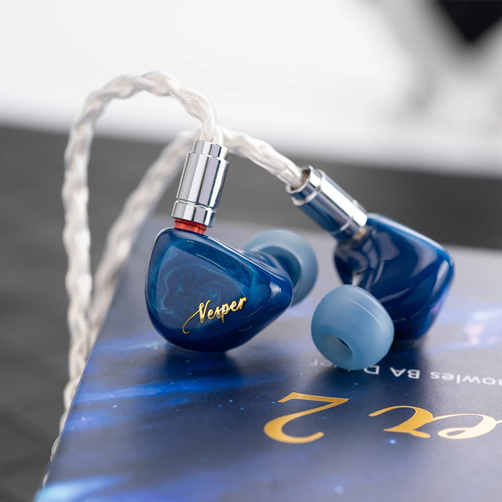 QoA Vesper 2 سماعة أذن HiFi DJ Music Sport Hybrid Driver IEMs 1DD + 1BA 0.78mm3.5MM 2Pin سماعات مراقبة كابل قابلة للفصل