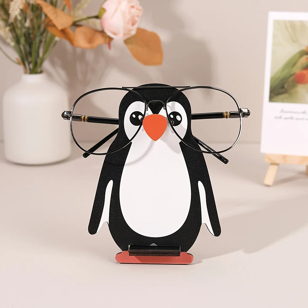 2D 1PCS Cute Penguin Wooden Eyeglass Holder Best-Selling Fun Home  Office Desktop Decoration Holiday Gift Thoughtful Present