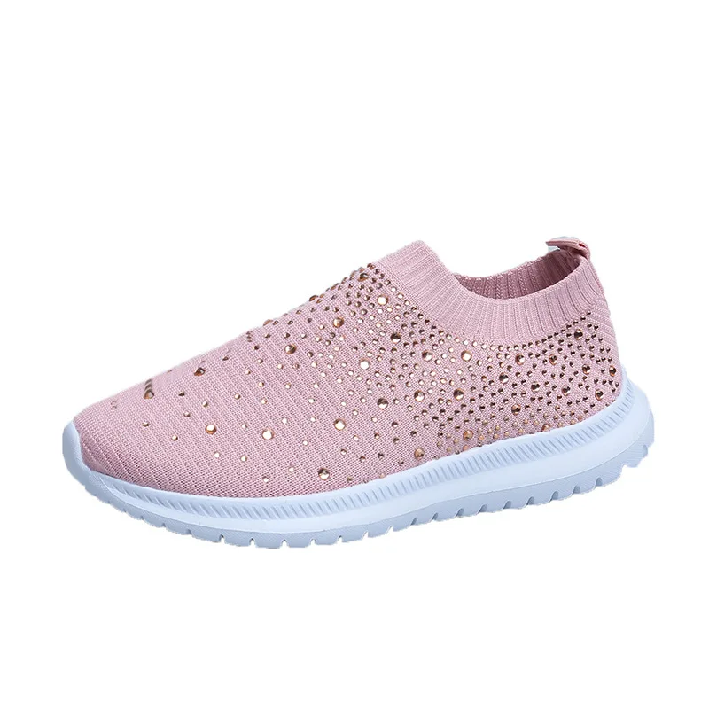 Dropshipping New Flash Rhinestone Women's Sports Shoe Cover Flat Bottom Sporty Style Casual Single Shoe Soft&Anti Slip  35&43