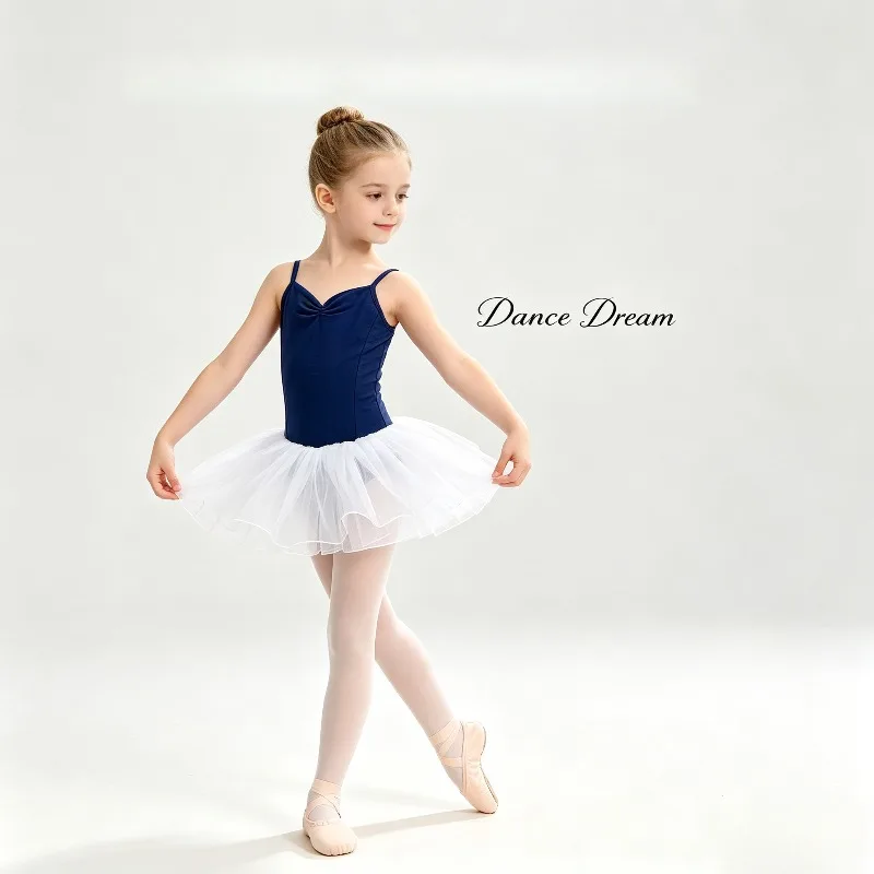 Adjustable Strap Ballet Leotard with Organza TuTu Skirt 2Pcs Breathable Dancewear Gymnastics Summer Training Practice Costume