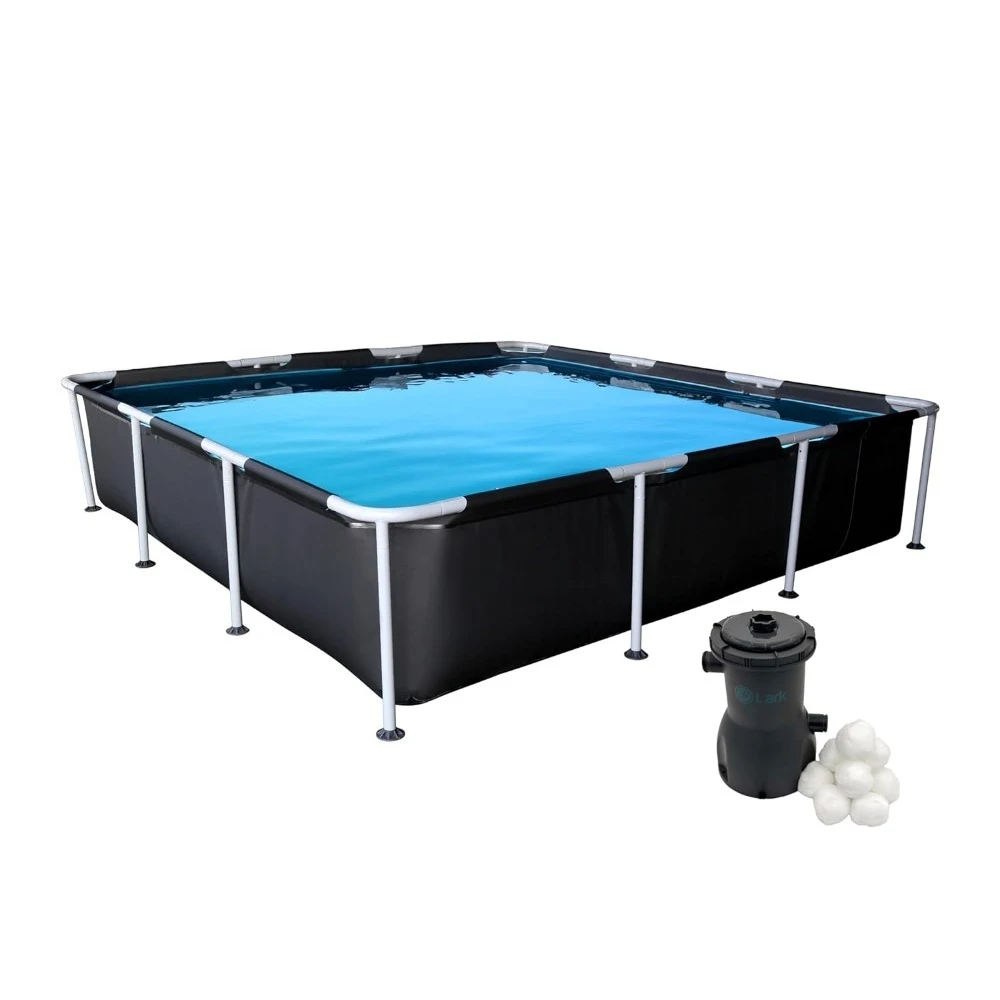 

Square Metal Frame Above Ground Pool with 530 Gallon Filtration Pump, 9ft x 24in, Custom