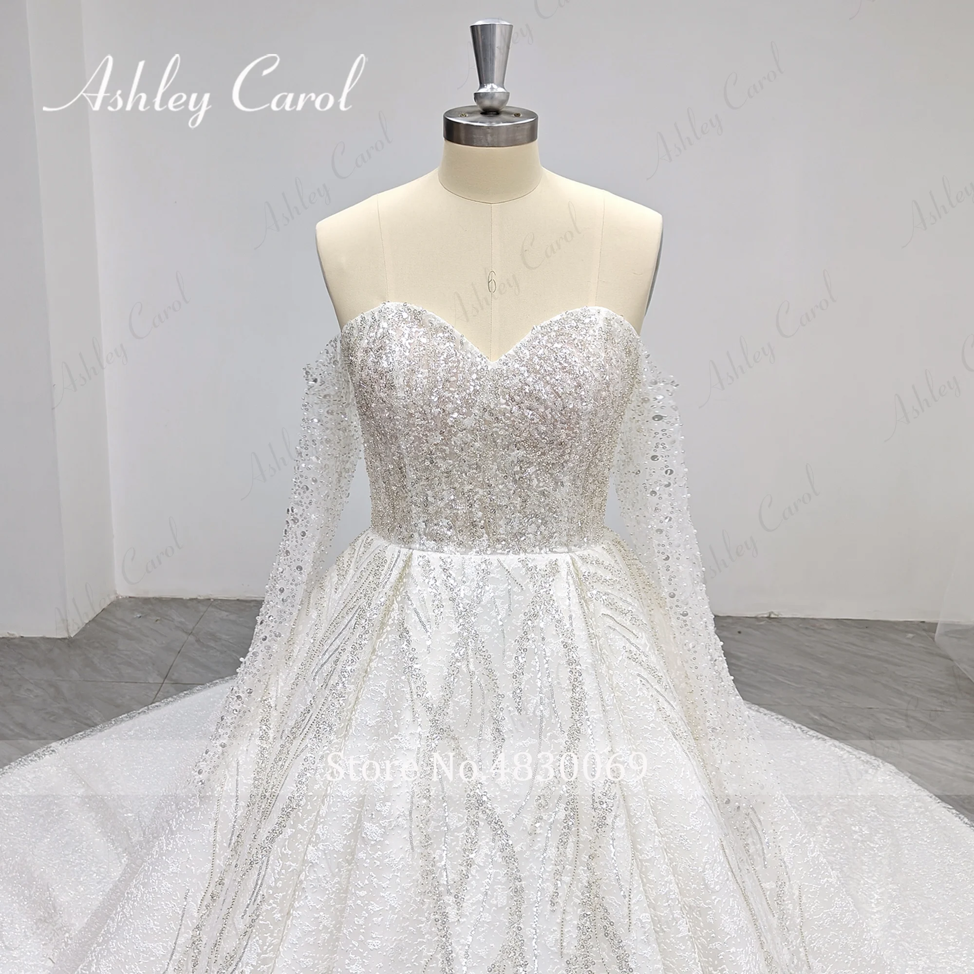 أشلي كارول الكرة ثوب الزفاف صور حقيقية العروس الأميرة حمالة متلألئ تول فستان الزفاف Vestidos De Novia