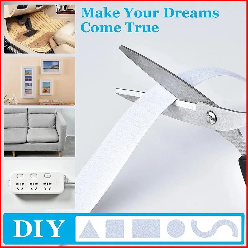 1-25 متر الأبيض الفيلكرو ذاتية اللصق هوك وحلقة السحابة الشريط منزل Craft بها بنفسك الحرفية السيارات لاصق مع الغراء القوي ملصق الأشرطة #5