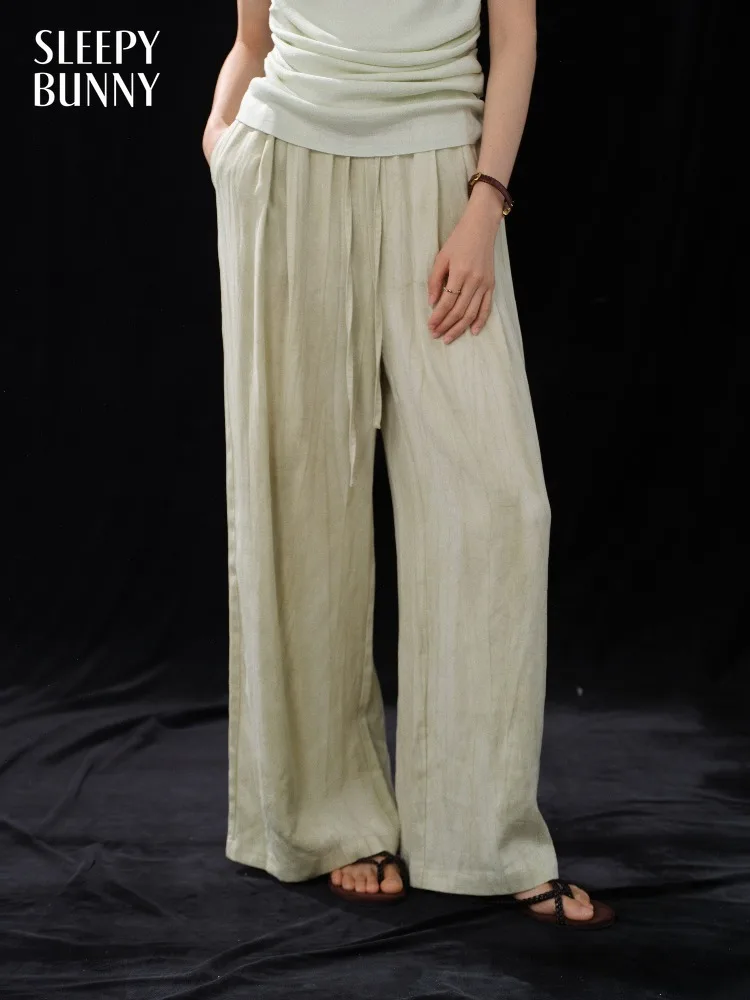 

Women Wide Leg Pants Drawstring Straight Pants Loose Fit High Waist Casual Trousers Lightweight Summer Relaxed Outfit Style Lady