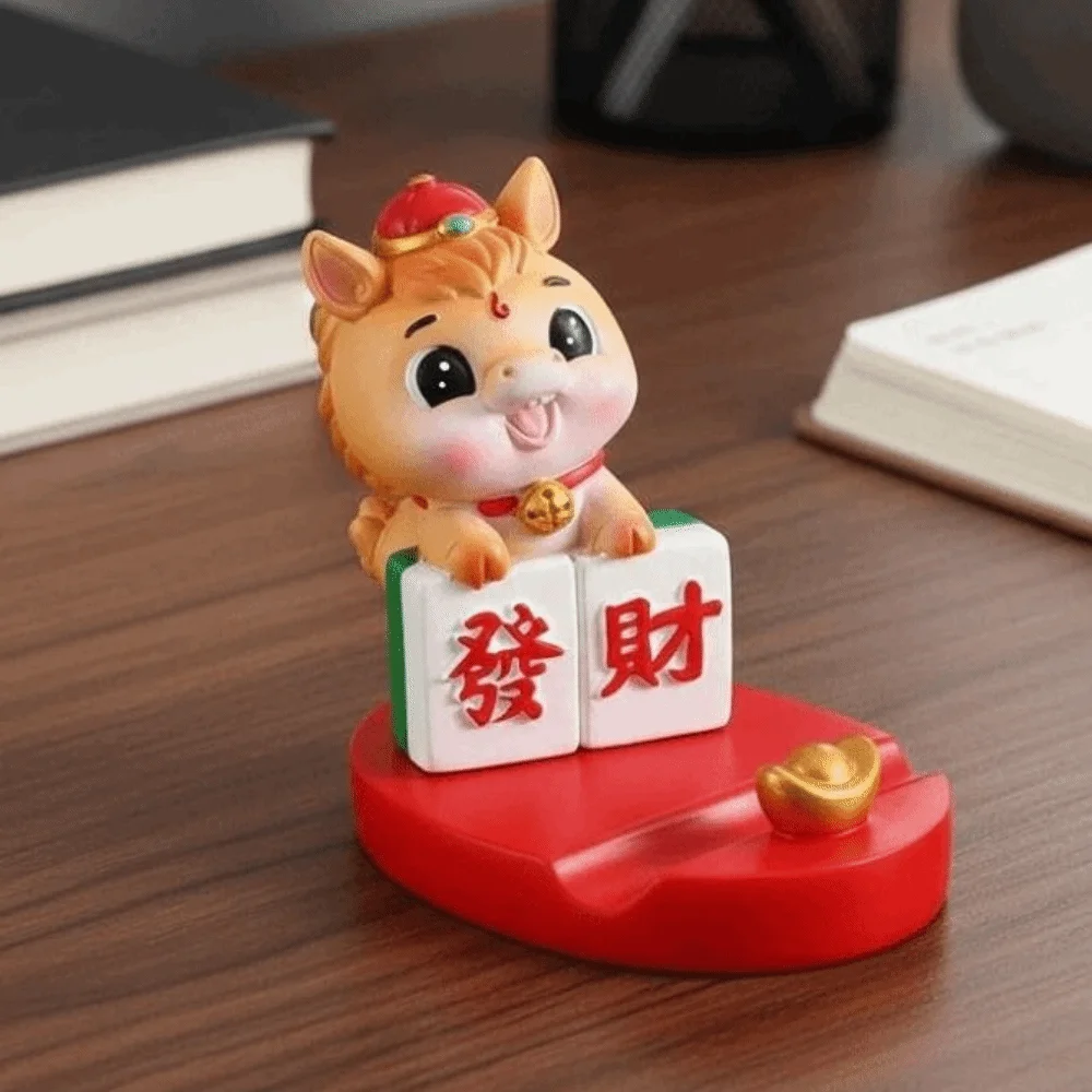 

Resin Crafts Lion Dance Ornaments Festival Decorative Chinese Style Horse Year Figurines Mascot Lifelike Mobile Phone Stand