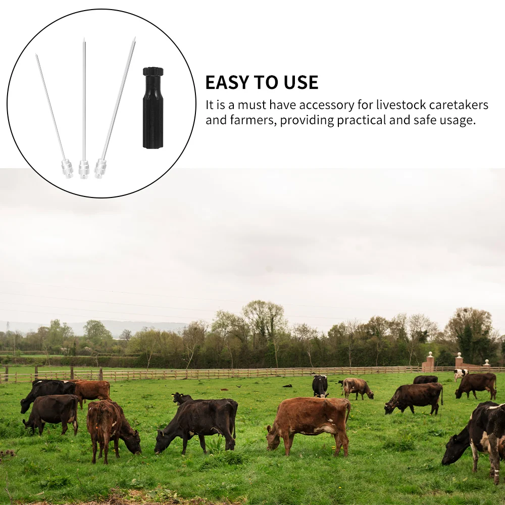 Agulha de trocar de aço inoxidável, ferramenta para gado, porco, trocar veterinário, agulha de deflação, rumen, punção, exaustão, 1 conjunto