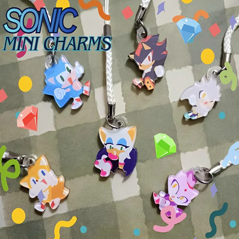 Llavero de acrílico So*nic Sillies, figura de anime linda de Tails y Knuckles, colgante Kawaii para bolso, correa de teléfono de dibujos animados, regalo para festivales infantiles