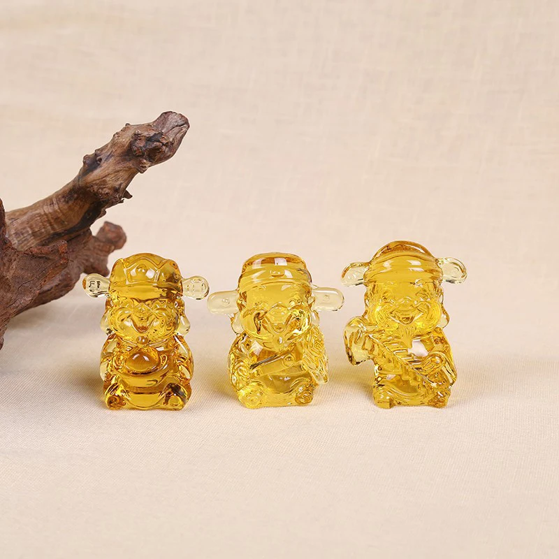 New Yellow Feng Shui Five Fu God Of Wealth Chinese Gold Coins Home Office Decoration Desktop Jewelry Auspicious Gifts