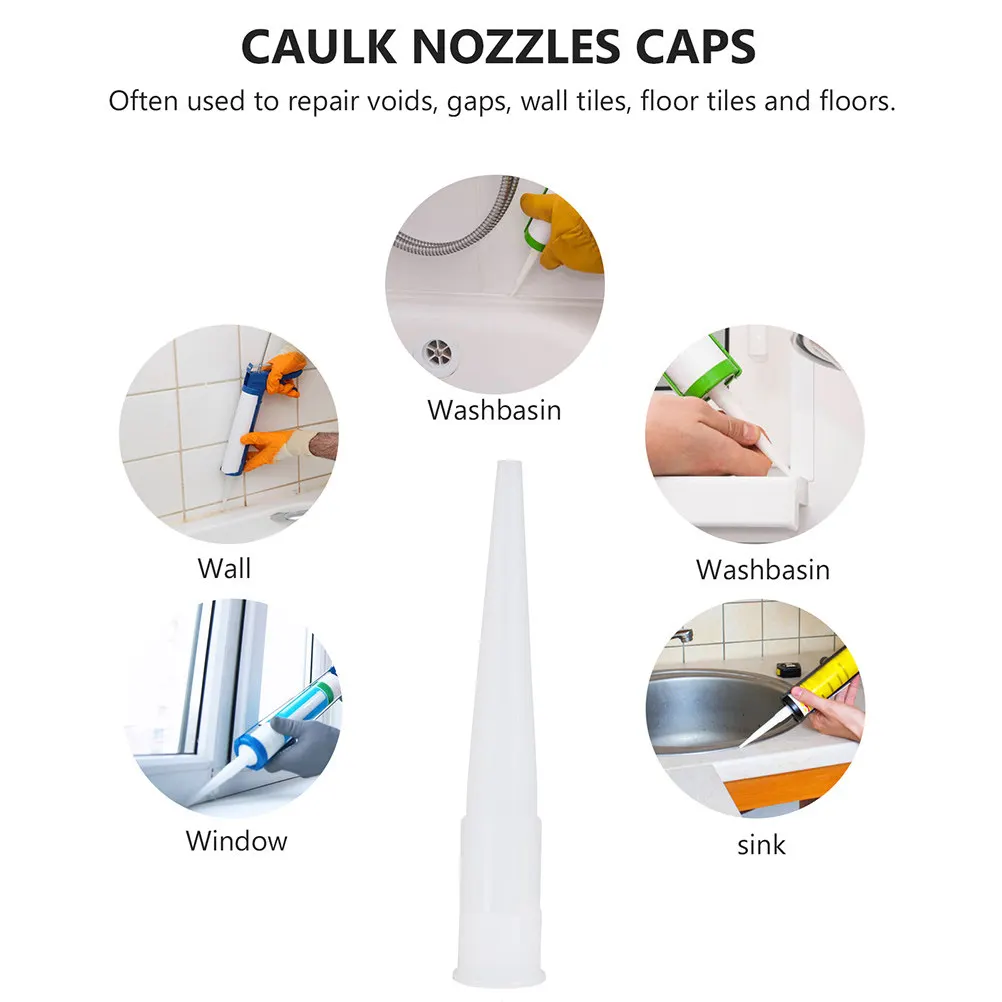 30Pcs Silicone Sealant Nozzle Flexible Seam Glue Tube Tip Durable Practical Caulking Tool Accessories Silicone Tube Nozzles