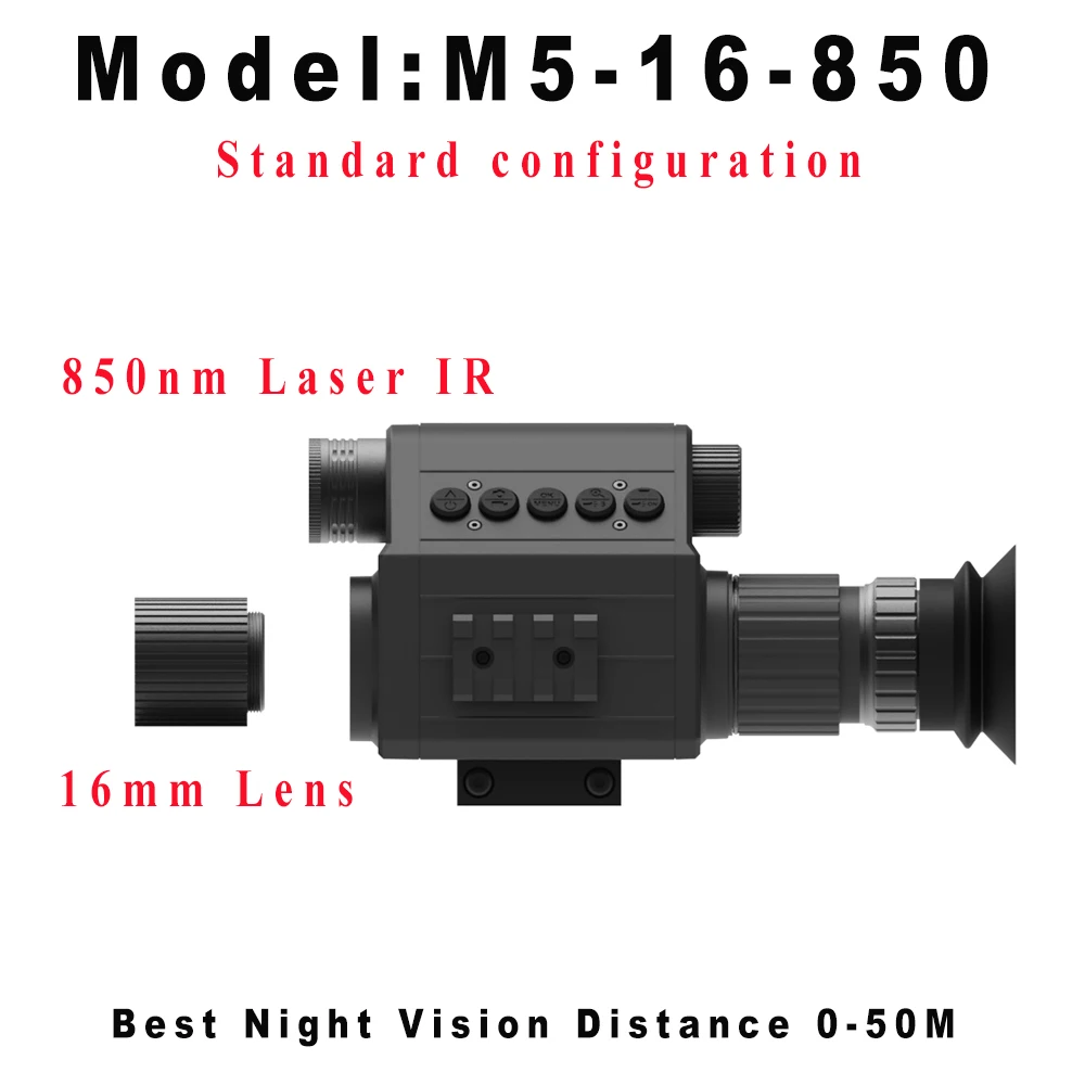 Megaorei M5 nachtzichtgeweerkijker, monoculaire jachtcamera, optiekvizier, 850 nm 940 nm infrarood invullicht