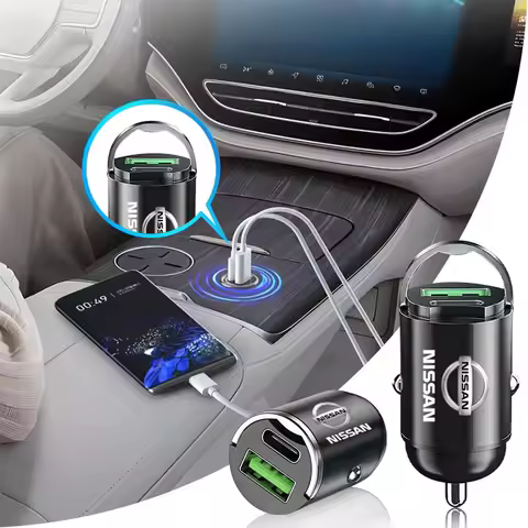 Car Charger USB Type-C Fast Charging Power Adapter For Nismo Nissan Emblem R34 GTR Tiida Sylphy Teana X-trail 1 2 Qashqa