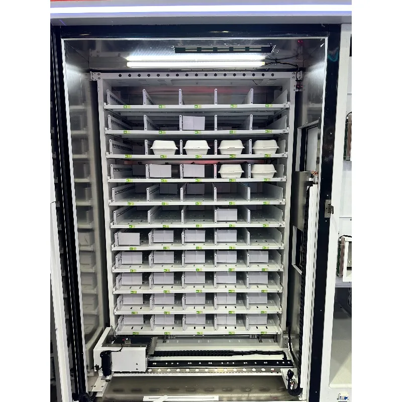 Burger-made hot food vending machine 32-inch touchscreen, cloud-integrated 156 capacity units, multiple payment methods