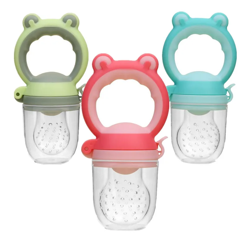 Silicone Pacifier Feeder for Baby Infant Frog Handle Milk Fresh Fruit Juice Nibbler Kids Training Nipple Teat Pacifier Bottles