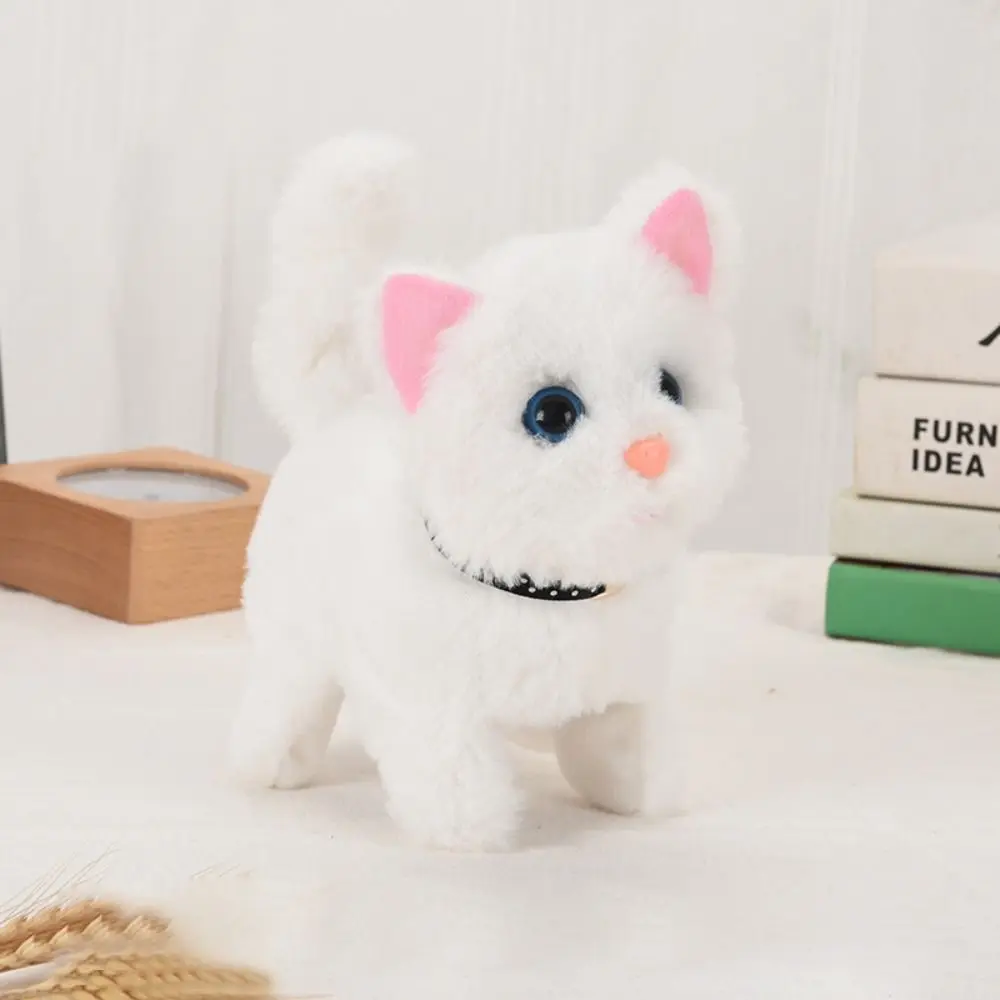 Interactive Cat Plush Toy with Sound Plush Companion Electronic Plush Toy Walking Wagging Tail Soft to Touch