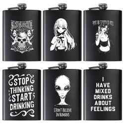 8 OZ Ounces Black Matte Metal Gift Stainless Steel Hip Flask Flagon Alcohol Bottle Whisky Vodka Laser Engraved LOGO Custom Made