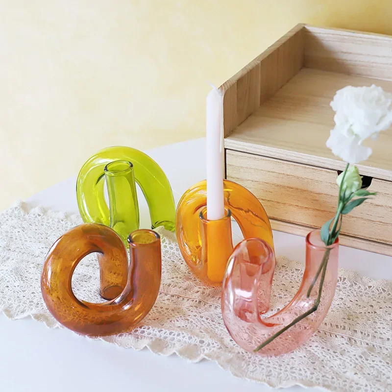 Colourful Mushroom Vase Creative Hydroponic Transparent Glass Aromatherapy Vase Living Room Dining Room Desktop Art Decoration