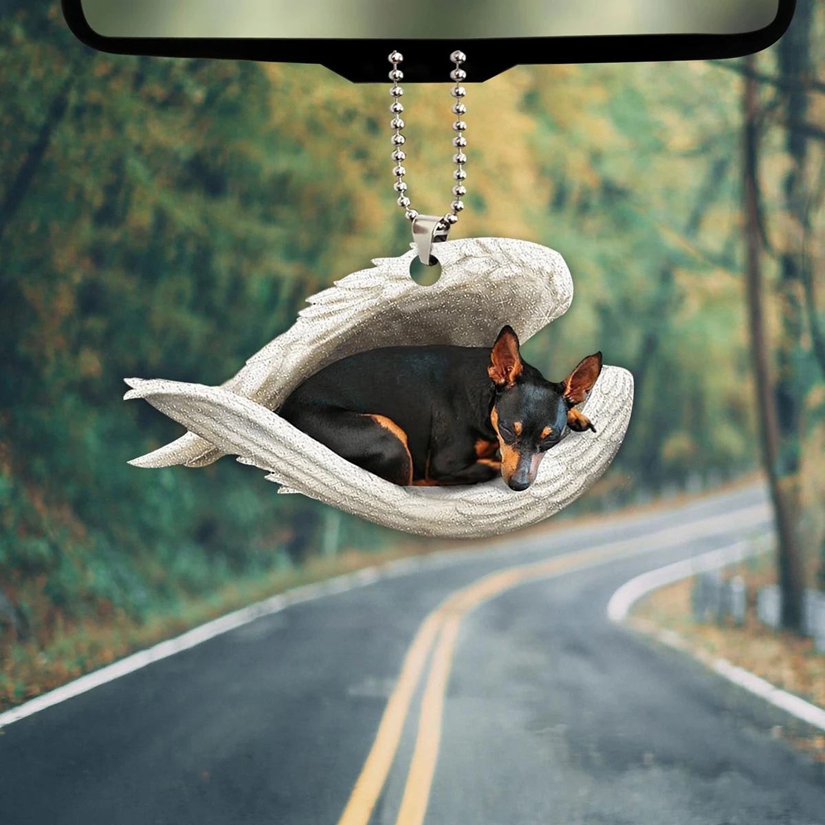 Sleep Angel Winged Dog Christmas Tree Pendant Acrylic Plane Print 2d Hanging Ornament Xmas Home Party Decoration
