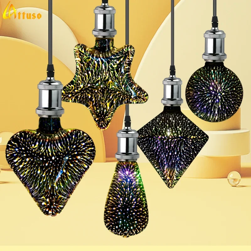 

E27 LED Light Edison Bulb 3D Decoration Colorful Bulb 110V 220V ST64 G95 G80 G125 Holiday Lights Novelty Christmas Lamp Lamparas