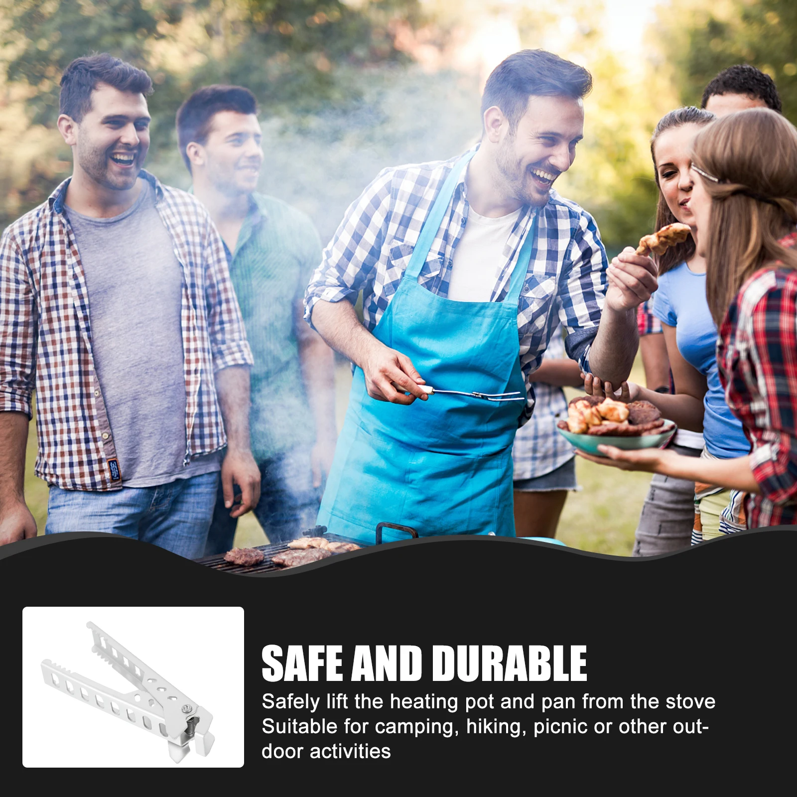 

Camping Pot Clip Durable Aluminum Alloy Hot Plate Holder Ergonomic Pot Lifter for Outdoor Bbq Multi-Function Grill Tong