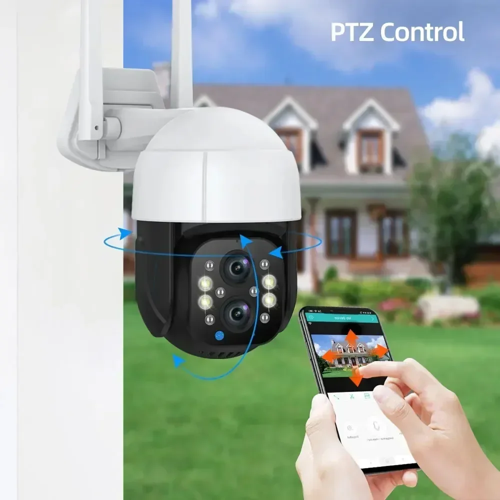 4K 8MP PTZ WIFI Camera Dual Lens Outdoor Night Vision Human Detection Auto Track CCTV Surveillance IP Camera Security Protection
