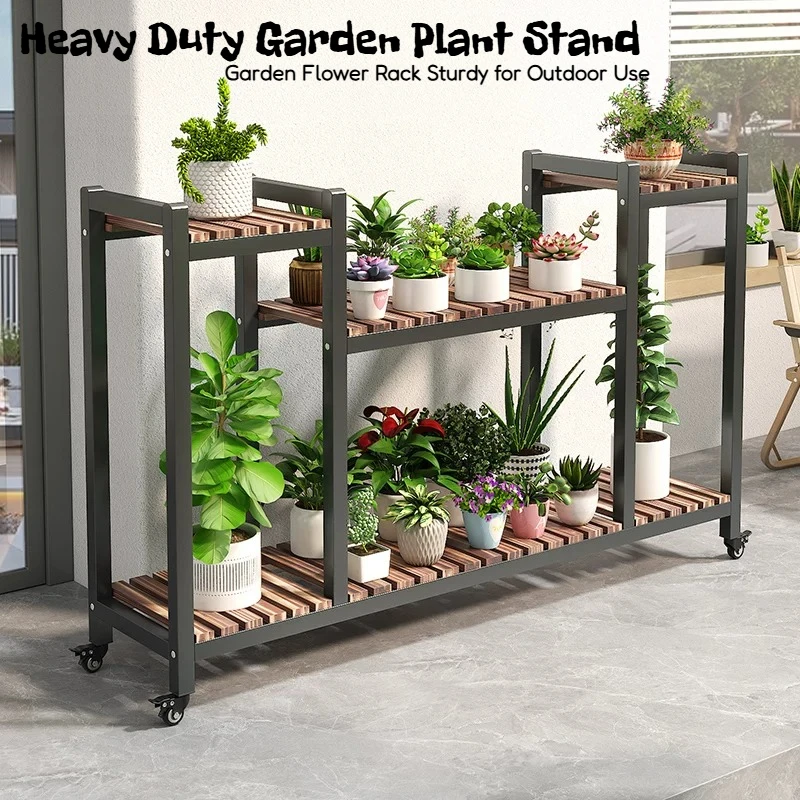 Soporte Grande para Plantas, Estante Vertical de Almacenamiento para Invernadero, Exhibidor Alto, Muebles de Hierro para Jardín y Decoración Exterior
