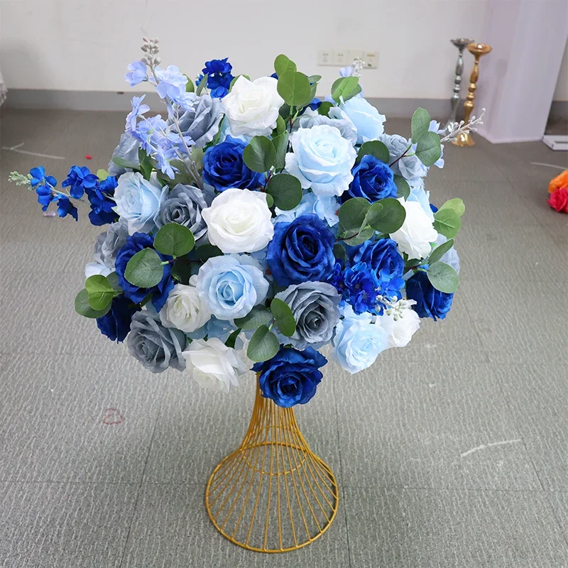 Künstliche rosa Rosen mit grünen Blättern, Deko-Blumenkugeln für Tischdekorationen, Hochzeitstisch-Accessoires, Bühnendekoration, florale Präsentation. – Detail 5