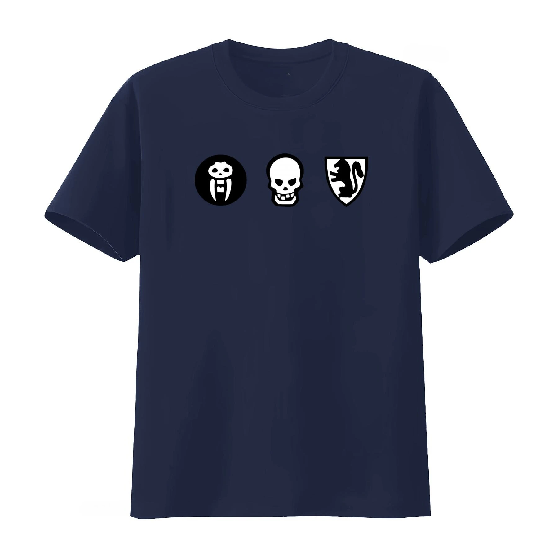 Board game dice with skull, panda, squirrel pattern on T-shirt. Breathable streetwear for summer 2026