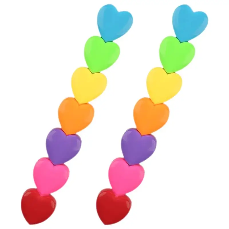 2Pcs Fluorescence Marker Pens Heart Shaped Highlighter Pen Erasable Tippex Stackable Fluorescent Pen Highlighters Book Marker