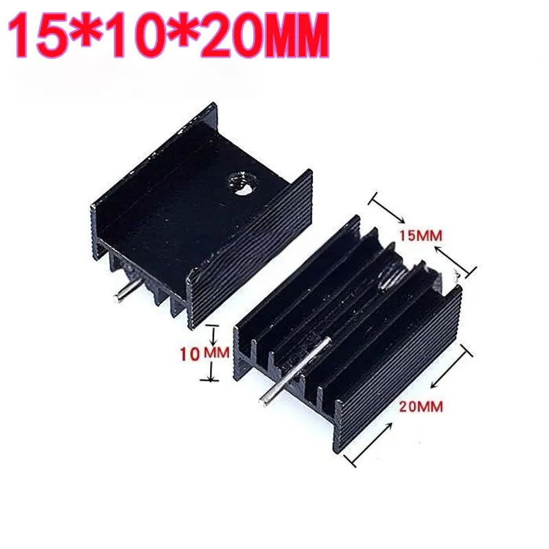 

10pcs 15×10×20mm heat sink pin-finned heat sink designed for TO-220 packaged triodes black/silver heat sink