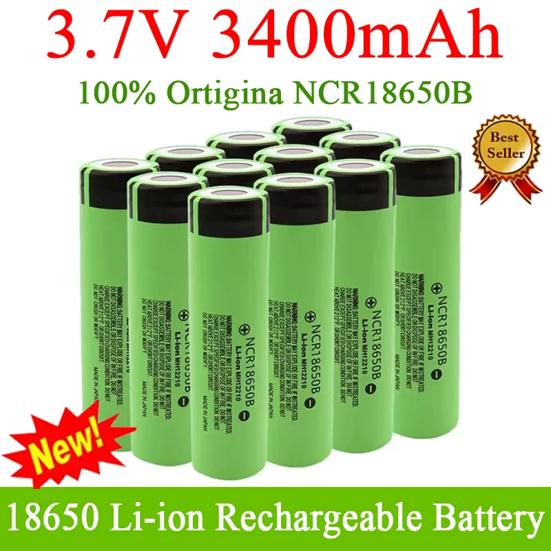 New Original NCR-18650B 3.7V 3400mah 18650 Lithium Rechargeable Battery 20A Discharge for Flashlight Toy Car Camera Batteries