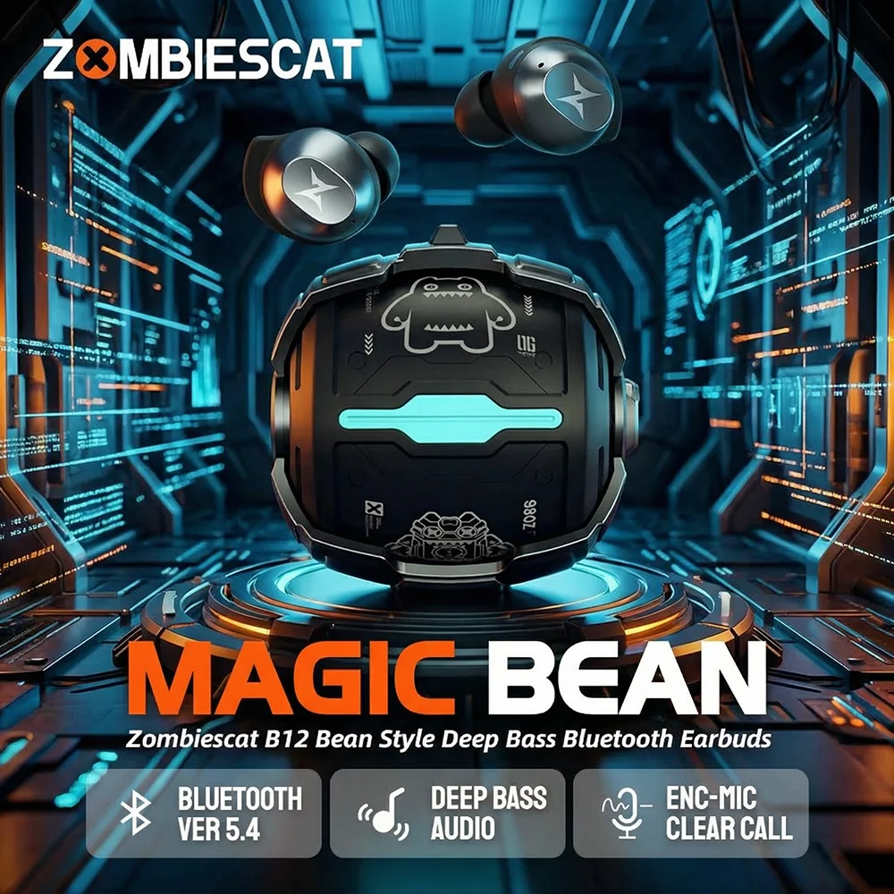Zombiescat B12 TWS Wireless Earbuds Invisible In-Ear Bluetooth 5.4 Earphones Rotating Flip-Top Design Bluetooth Sports Headphone