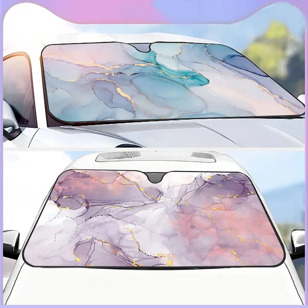 Color Marble Car Sun Shade Front Window Sunshade for Most Sedans SUV Blocks Max Uv Rays Keep Your Vehicle Cool