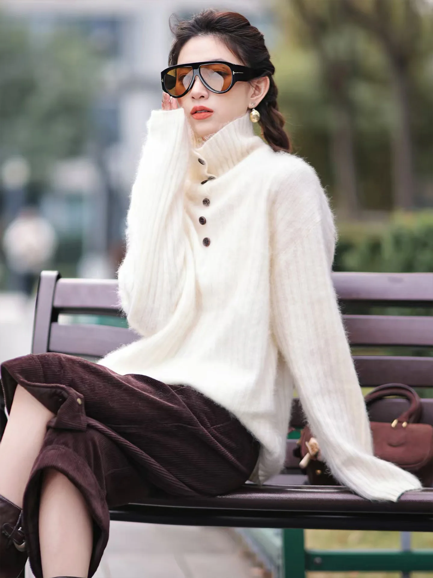 

Женский шерстяной свитер Double Wear с длинными рукавами, мягкий, многослойный, с дизайнерским узором, в полоску, для повседневной носки, трикотаж