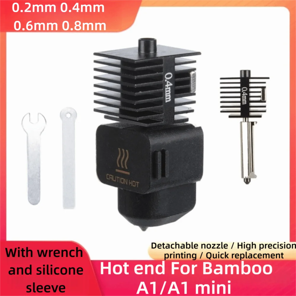 

0.2mm 0.4mm 0.6mm 0.8mm Hot End Print Head with A Wrench Detachable Hotend High-precision Printing for Bambu Lab A1/A1 mini