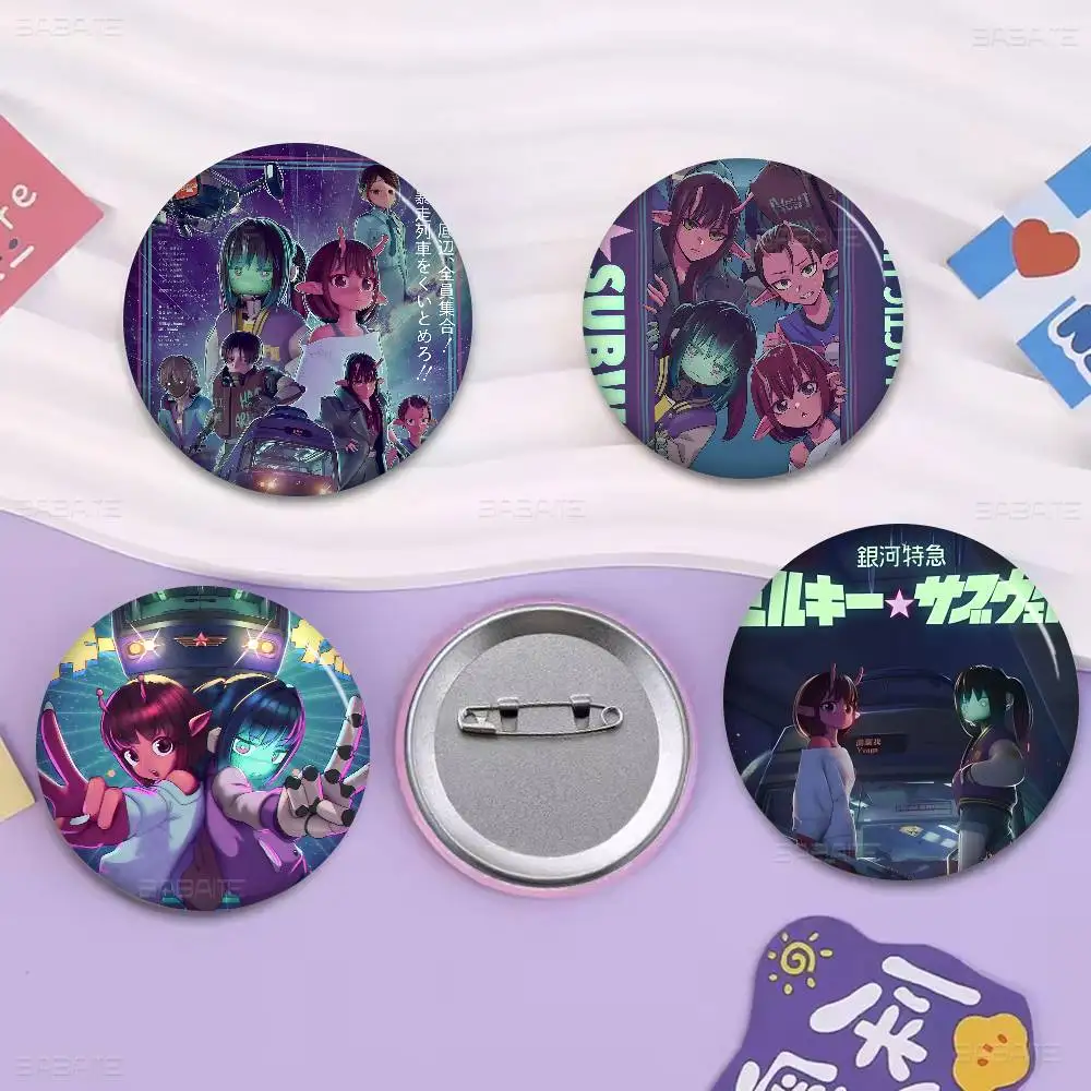 Popular M-MILKY S-SUBWAY Anime 32/44/58mm Handmade Pin Round Funny Snap-in Brooches For Backpack Cothes Accessories Badge Hat