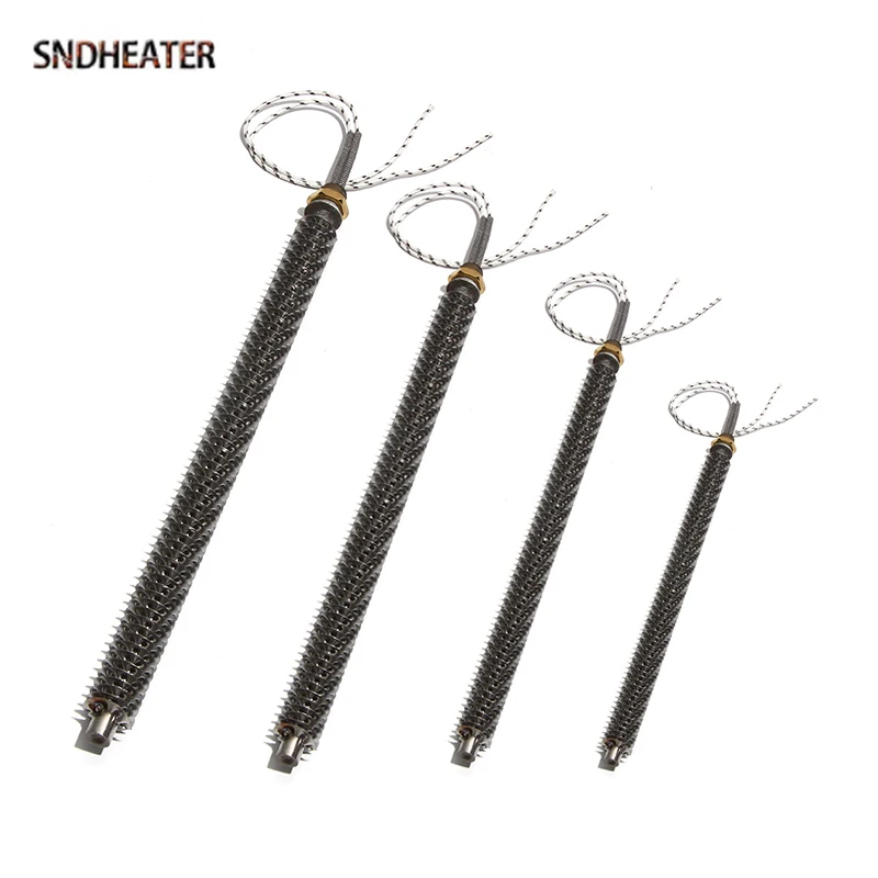 SNDHEATER 110 فولت 220 فولت 380 فولت عنصر تسخين الزعانف 304 الفولاذ المقاوم للصدأ 150 واط/200 واط/250 واط/300 واط قضيب حرق سريع الهواء للمبرد 100-500 مللي متر