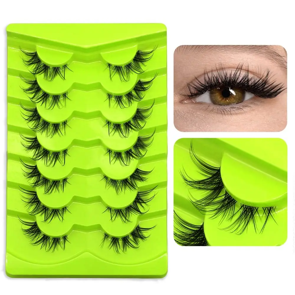 Big Eye Fox Eye Lashes 7 Pairs Cross Cluster Fairy 3D Faux Mink Lashes Natural Look Winged Fake Eyelashes