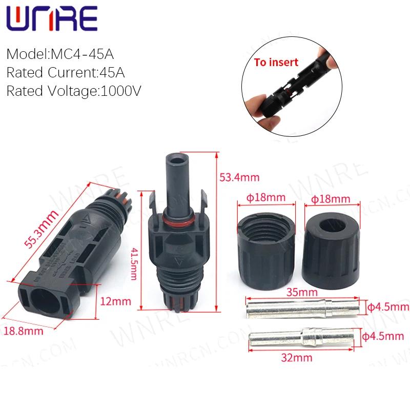 PV Connector 45A Male And Female Docking Plug 1000V Solar Waterproof Dc Photovoltaic cable Interface