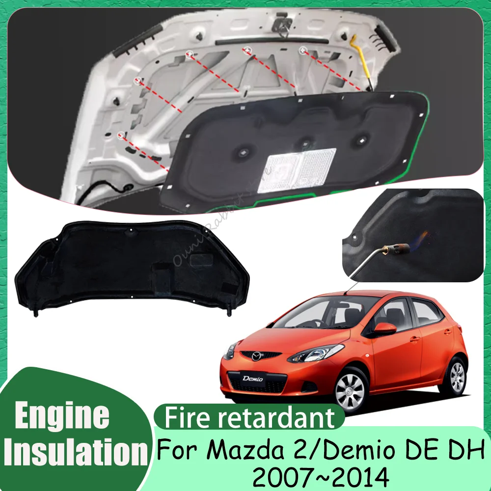 

For Mazda 2/Demio DE DH 2007~2014 2011 2012 2013 Car Front hood linin Engine Thermal Insulation Soundproof Cotton Accessories