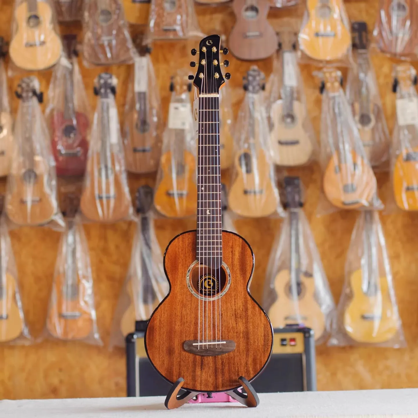 Bright Moon BM-102 32-inch Mahogany Solid Top Six-String Classical Small Guitar with Lily Nylon Strings
