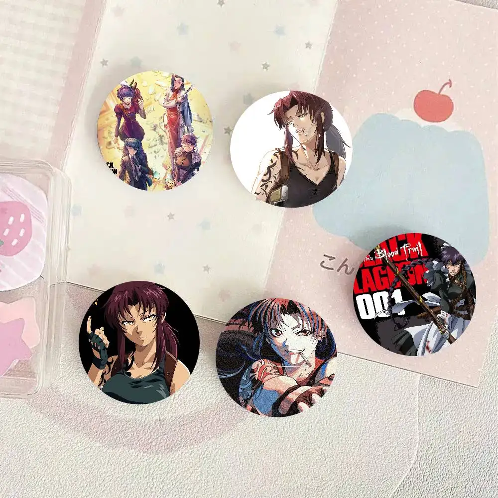 BLACK LAGOON Cartoon Anime Cartoon Style Badge Brooches On Backpack Decoration Round Enamel Pins For Accessorys