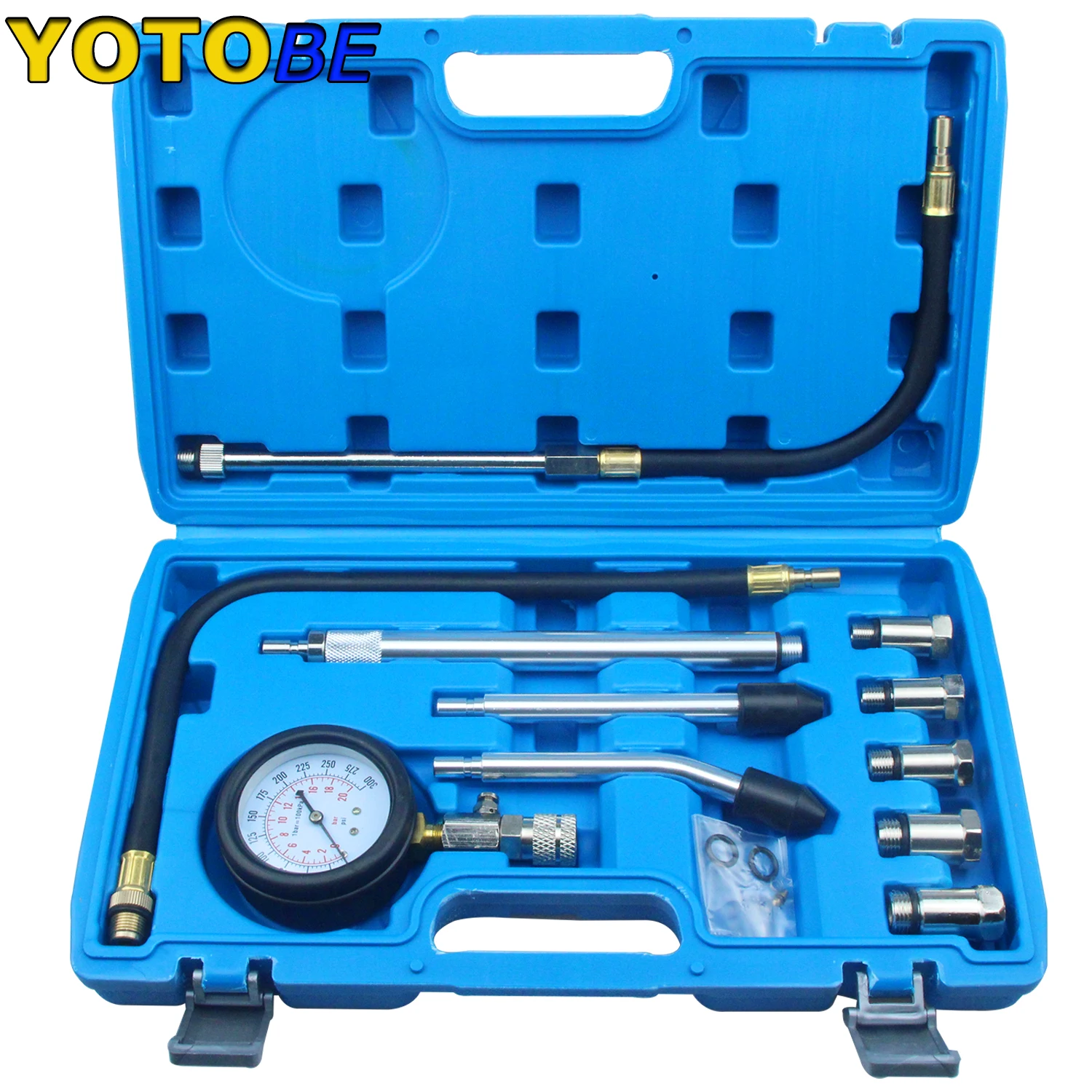 

Professional AUTO TOOLS Petrol Gasoline Engine Cylinder Compression Gauge Tester Kit Cylinder Tester With M10 M12 M14 M16 M18