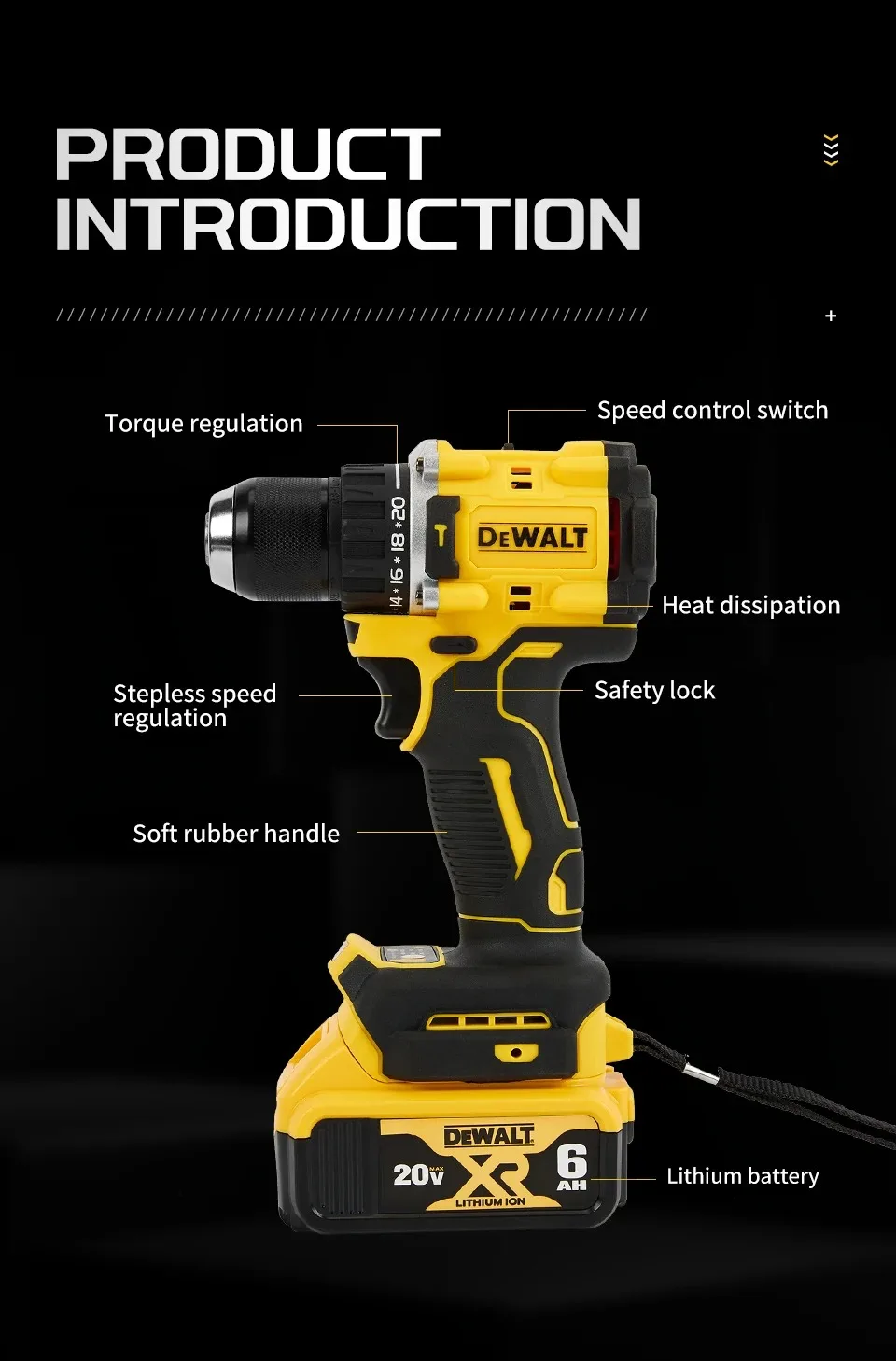 بطارية ديوالت الأصلية الجديدة 20 فولت/60 فولت 2 أمبير 5 أمبير 6 أمبير 9 أمبير ماكس فليكس فولت بطارية ليثيوم أيون + شاحن + مثقاب كهربائي