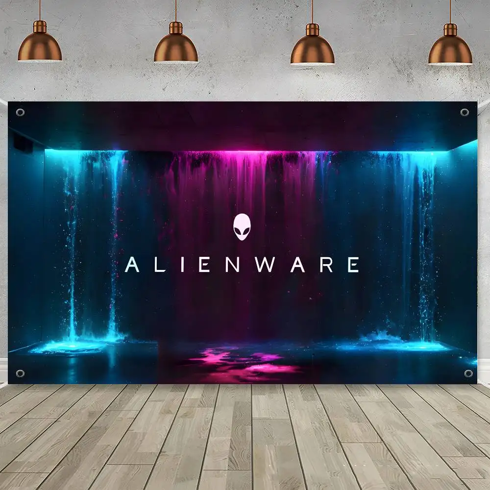 Dell Alienware الرسوم المتحركة ألعاب الكمبيوتر DIY العلم لمجموعة الأسرة صور غرفة المعيشة ديكور المنزل النوم جدار ديكور فني راية #6