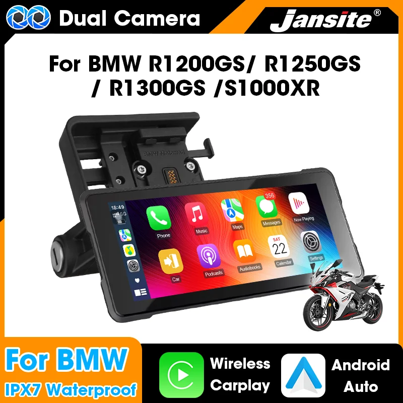 

Jansite 6.86'' Motorcycle Display Screen for BMW R1200GS R1250GS R1300GS S1000XR Moto CarPlay Android Auto GPS Navigation BT 5.0