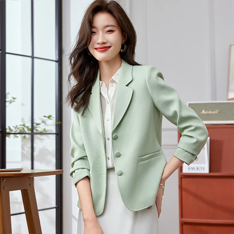 Women's Suit Coat Elegant Sports Casual Blazer Korean Fashion Short Jacket Spring Autumn Solid Color Ladies Clothing Female Top